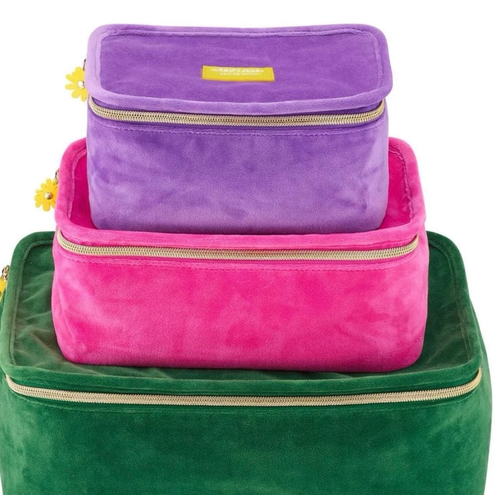 Marc Jacobs Daisy Wild 3pc velvet travel pouches